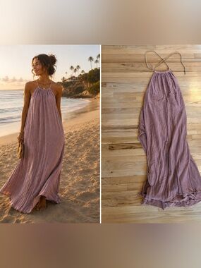 Jen’s Pirate Booty Grecian Margarita Amethyst/Dust Mauve Boho Maxi Halter Dress